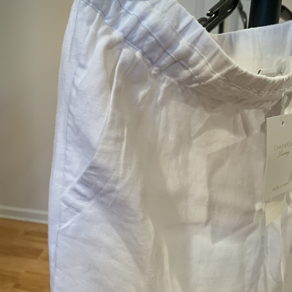 Women White Linen Pants Sz. PM (petite medium) - Picture 2 of 4